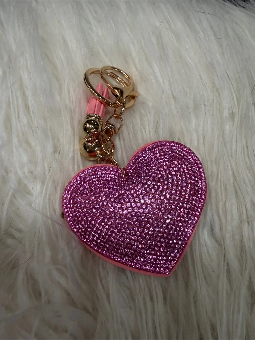 Heart Crystal Keychain - Pink